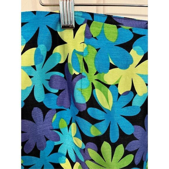 Vintage Giorgio Fiorline Collection Blue & Green Floral Print Cropped Pants sz 8 - Picture 2 of 7